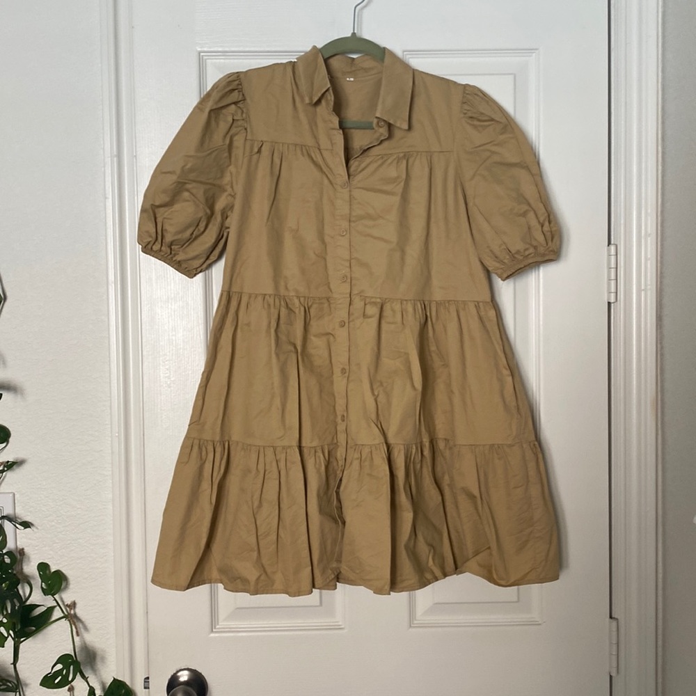 Tan t-shirt dress